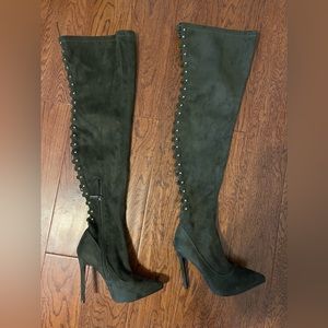 Thigh high lace up detail boots